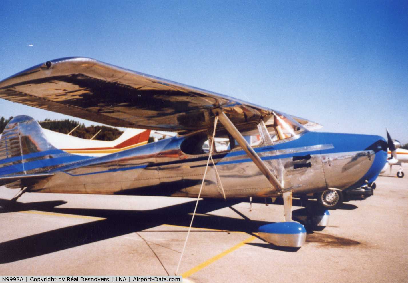N9998A, 1950 Cessna 170A C/N 19433, Taken around 1989 in LNA (Palm Beach County Park) Airport. This aircraft had just been flown in from Colorado Springs where if was purchased by a Florida resident new owner.