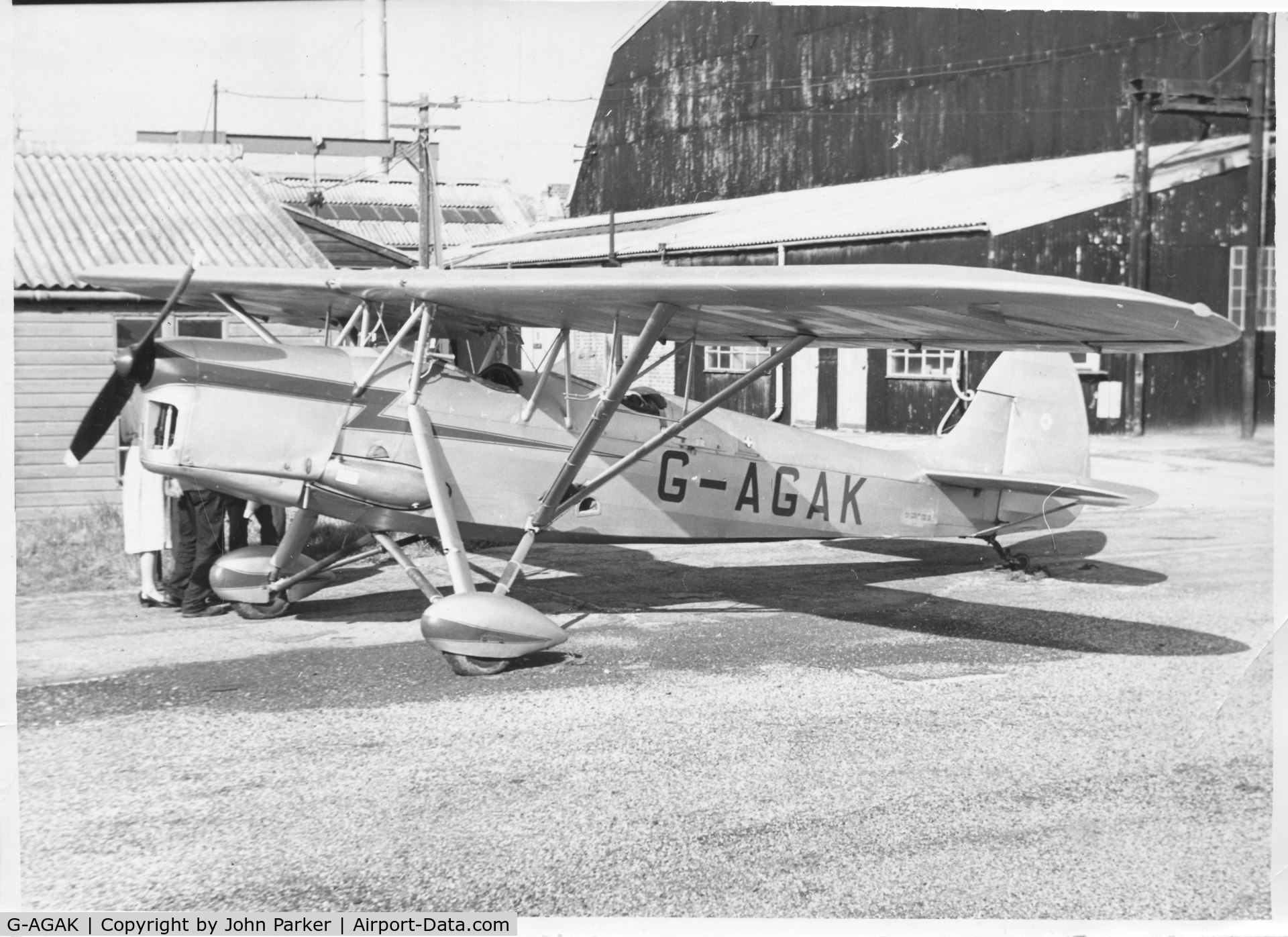 G-AGAK, 1939 Hirtenberger HS9A C/N 001, Pic at Fairoaks 1955 Destroyed 1958