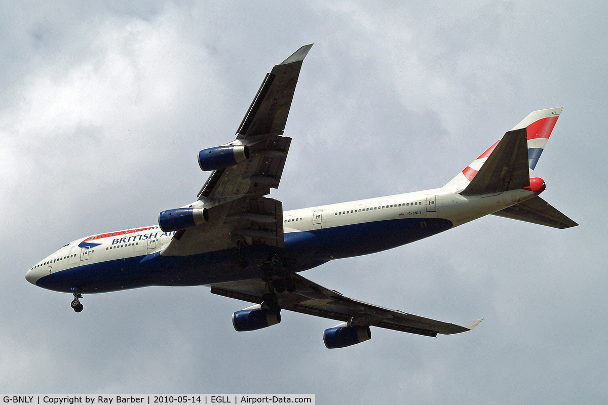 G-BNLY, 1993 Boeing 747-436 C/N 27090, Boeing 747-436 [27090] (British Airways) Home~G 14/05/2010. On approach 27R.