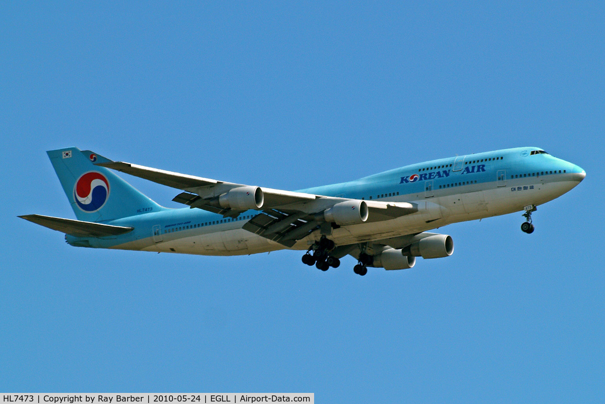 HL7473, 1996 Boeing 747-4B5 C/N 28335, Boeing 747-4B5 [28335] (Korean Air) Home~G 24/05/2010. On approach 27L