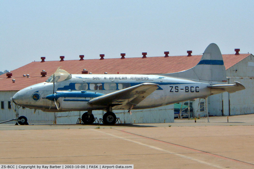 ZS-BCC, 1947 De Havilland DH-104 Dove 6 C/N 04079, De Havilland DH.104 Dove 6 [04079] (South African Airways) Swartkop~ZS 06/10/2003