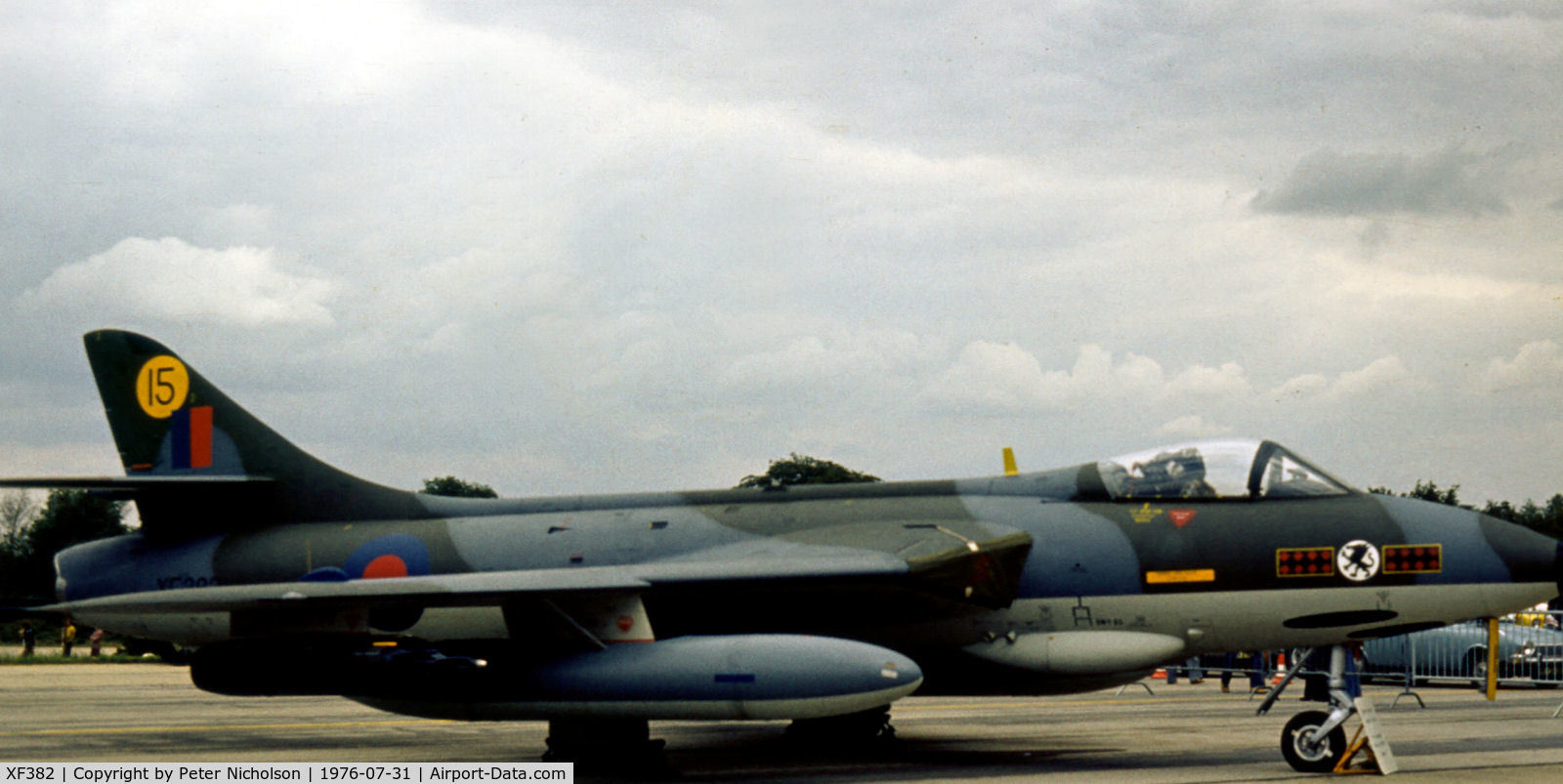 XF382, 1956 Hawker Hunter F.6A C/N S4/U/3282, Another view of this Hunter F.6A of 234 Squadron on display at the 1976 International Air Tattoo held at RAF Greenham Common.