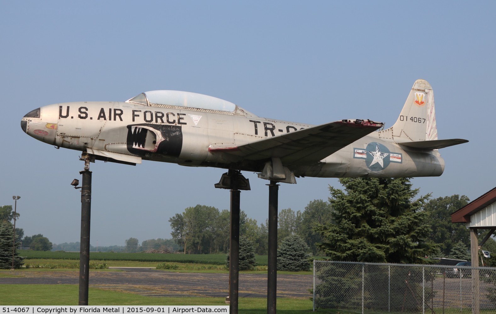 51-4067, 1951 Lockheed T-33A Shooting Star C/N 580-5361, T-33A Shooting Star in front of American Legion in Breckenridge Michigan