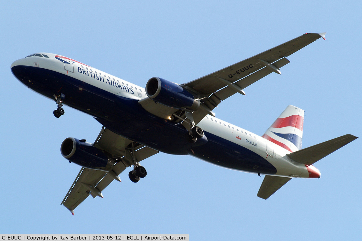 G-EUUC, 2001 Airbus A320-232 C/N 1696, Airbus A320-232 [1696] (British Airways) Home~G 12/05/2013. On approach 27R.