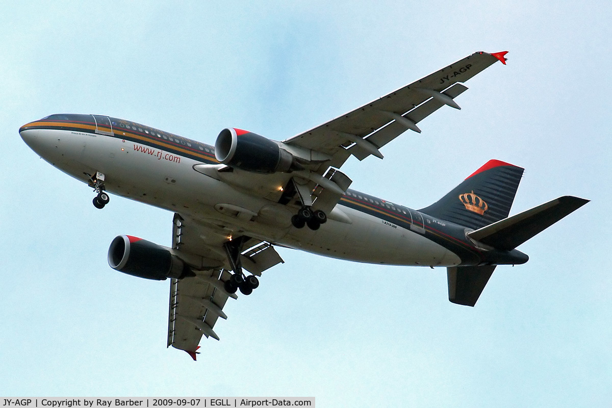 JY-AGP, 1986 Airbus A310-304 C/N 416, Airbus A310-304 [416] (Royal Jordanian Airlines) Home~G 07/09/2009. On approach 27R.