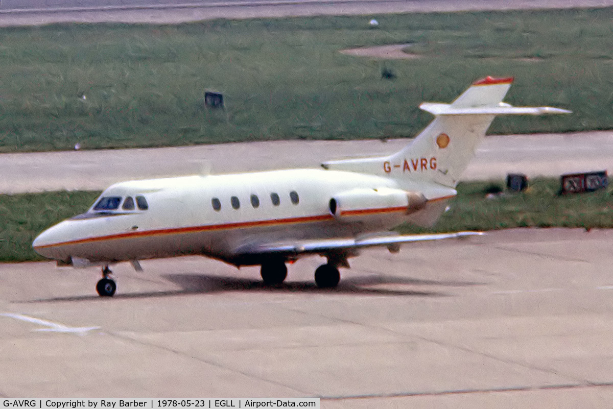 G-AVRG, 1967 Hawker Siddeley HS.125 Series 3B/RA C/N 25144, Hawker-Siddeley 125/3B-RA [25144] (Shell Aircraft Ltd) Heathrow~G 23/05/1978