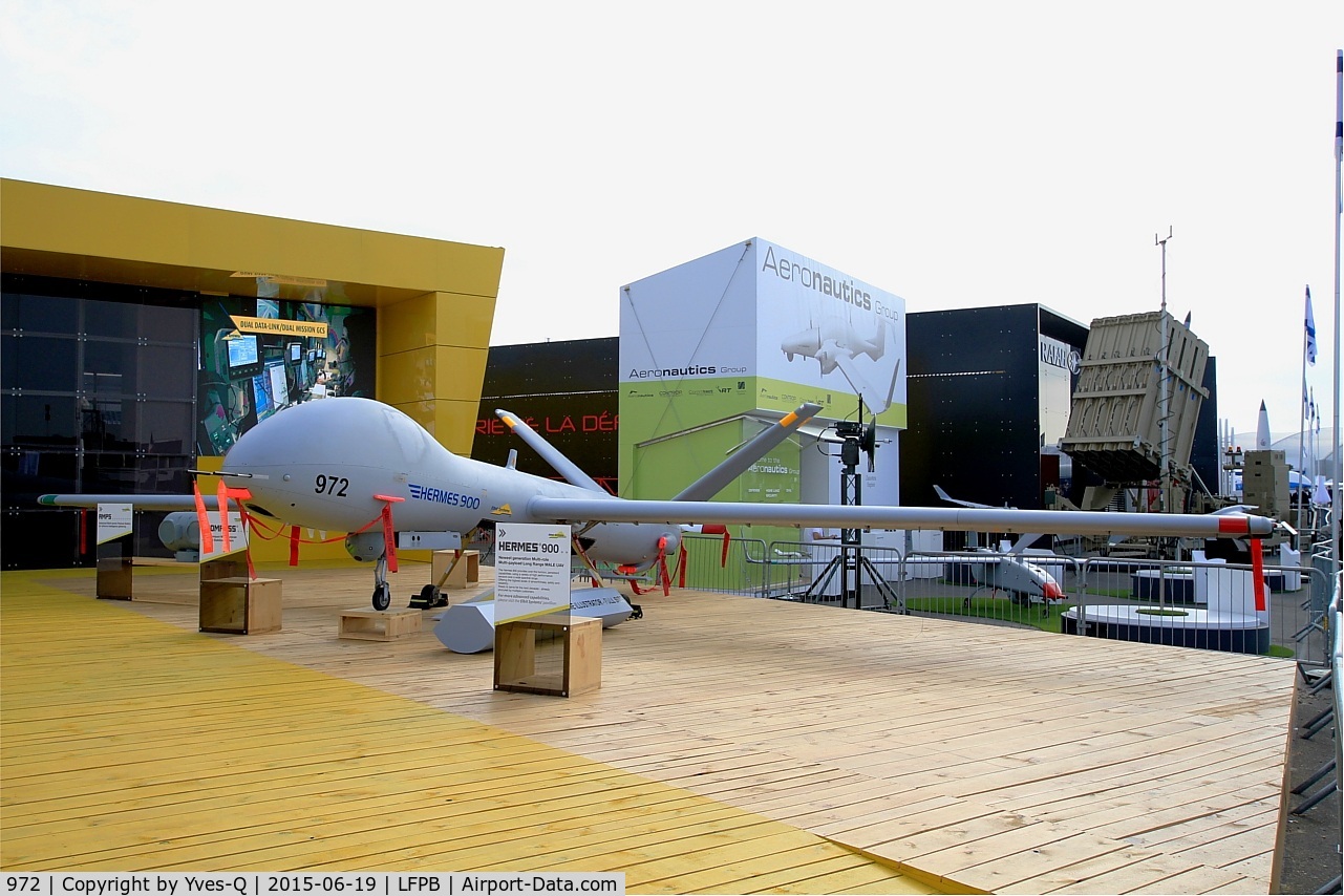 972, Elbit Hermes 900 C/N Not found 972, Elbit unmanned aerial vehicle (UAV) Hermes 900 , Displayed at Paris-Le Bourget (LFPB-LBG) Air show 2015