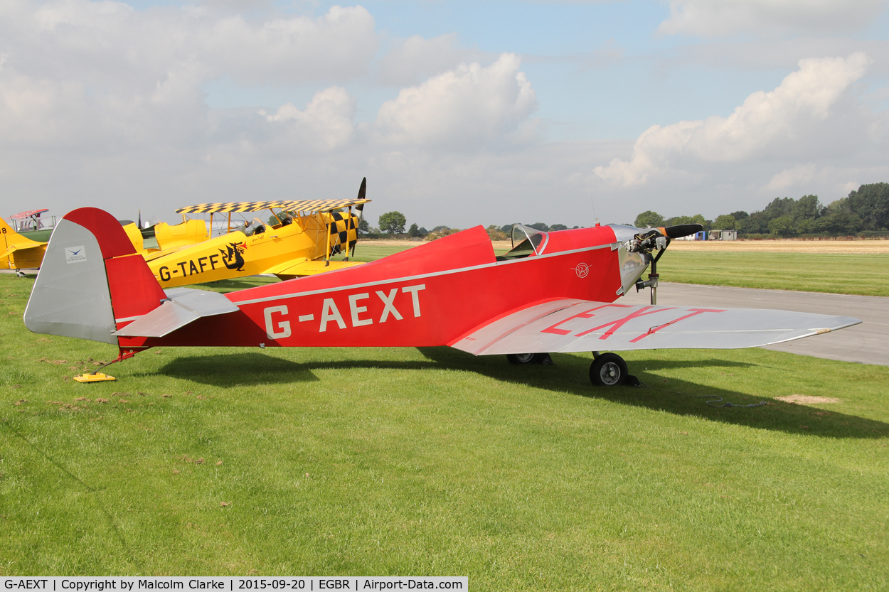 G-AEXT, 1937 Dart Kitten II C/N 123, Dart Kitten II at The Real Aeroplane Club's Helicopter Fly-In, Breighton Airfield, September 20th 2015.