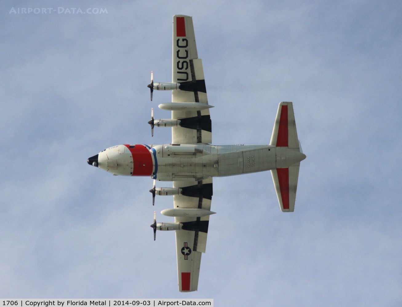 1706, 1983 Lockheed HC-130H Hercules C/N 382-4996, HC-130H Coast Guard over Passe A Grille Beach St. Pete Florida