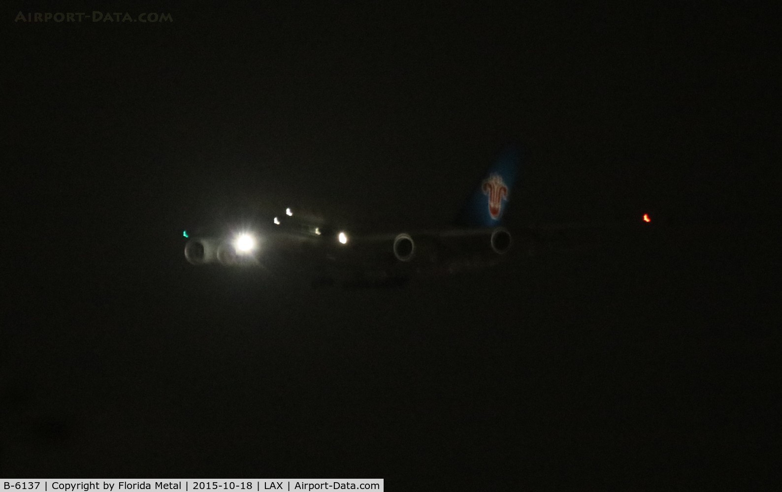 B-6137, 2011 Airbus A380-841 C/N 036, My only chance to get a China Southern A380 - comes in the dark
