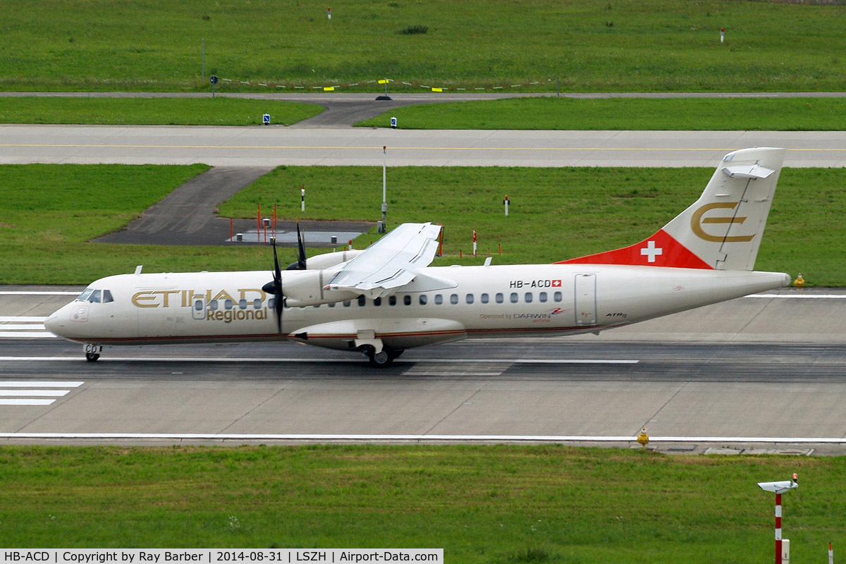 HB-ACD, 2001 ATR 72-212A C/N 668, Aerospatiale ATR-72-212A [668] (Darwin Airlines/Etihad Regional) Zurich~HB 31/08/2014