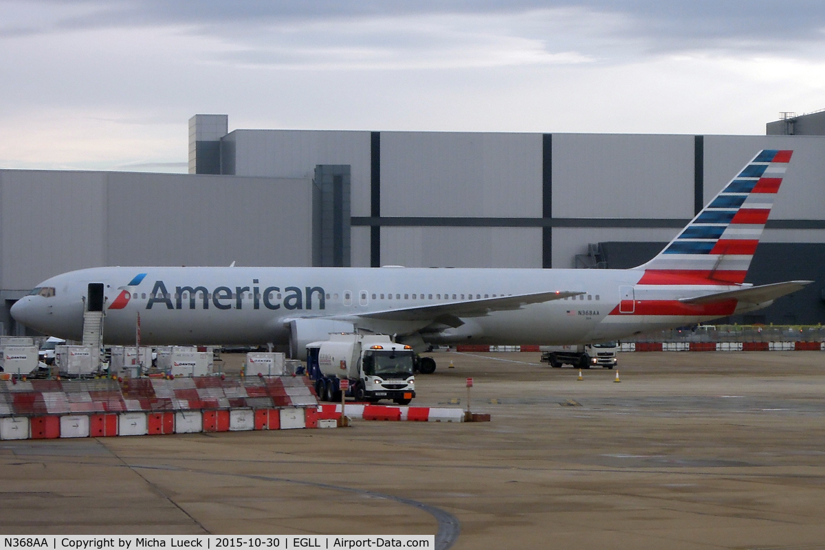 N368AA, 1991 Boeing 767-323 C/N 25195, At Heathrow