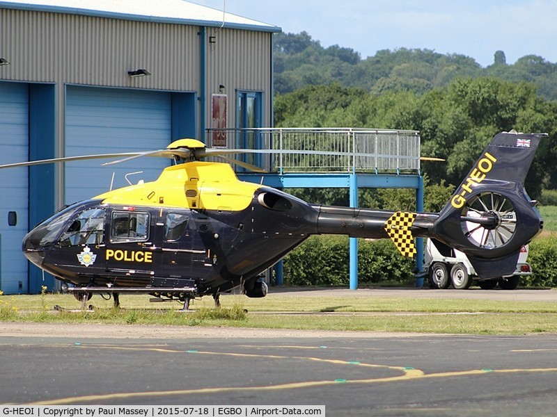 G-HEOI, 2009 Eurocopter EC-135P-2+ C/N 0825, Now operated by the Yorkshire Police. Soon to leave it's EGBO base.