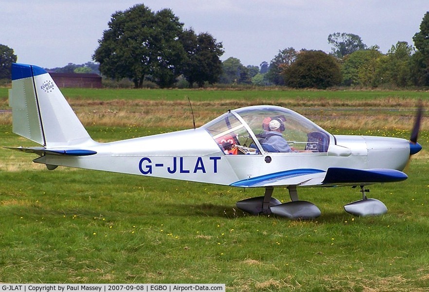 G-JLAT, 2003 Aerotechnik EV-97 Eurostar C/N PFA 315-14068, Visitor to EGBO.