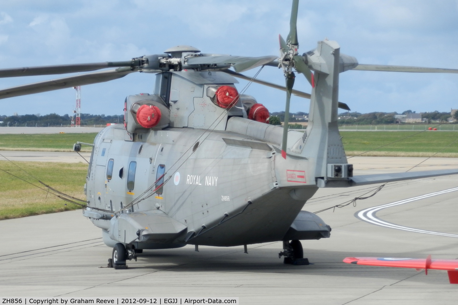ZH856, AgustaWestland EH-101 Merlin HM.2 C/N 50147/RN36/MCSP16, Parked at Jersey for the air show.