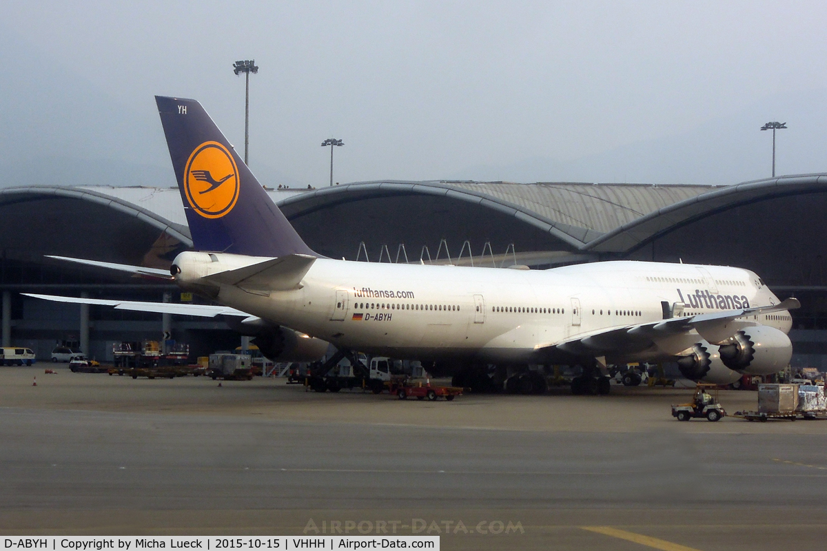 D-ABYH, 2013 Boeing 747-830 C/N 37832, At Hong Kong