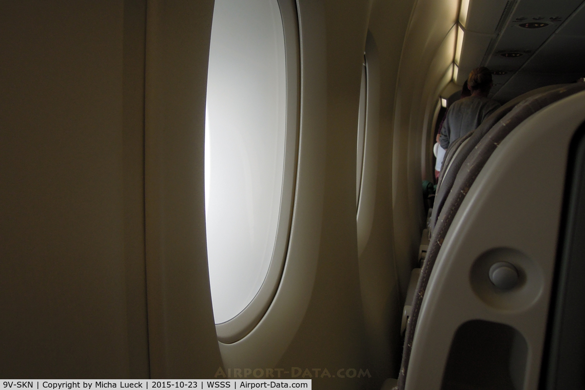 9V-SKN, 2011 Airbus A380-841 C/N 071, plenty of space at the window on the main deck