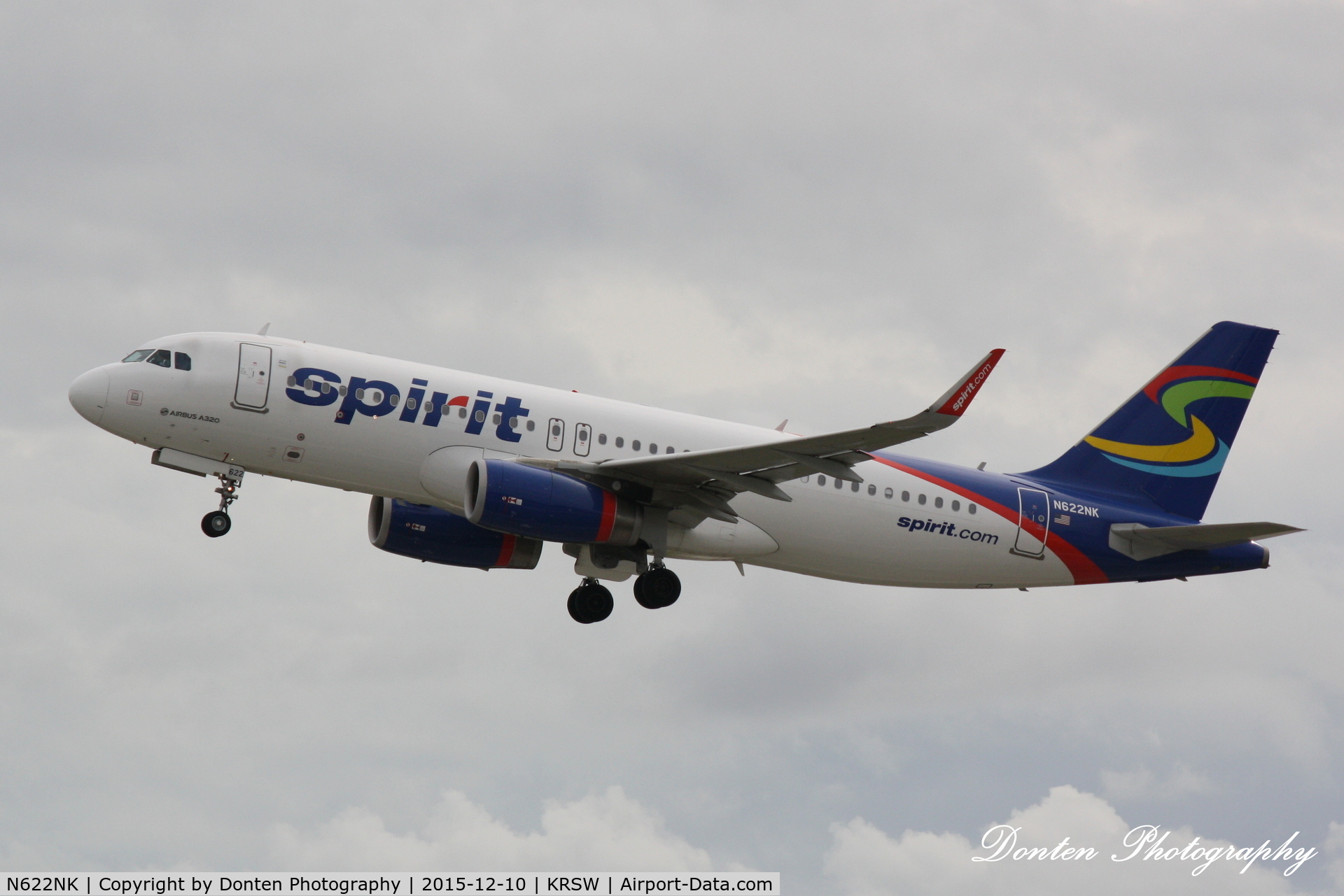 N622NK, 2013 Airbus A320-232 C/N 5804, Spirit Flight 431 (N622NK) departs Southwest Florida International Airport enroute to Dallas-Fort Worth International Airport