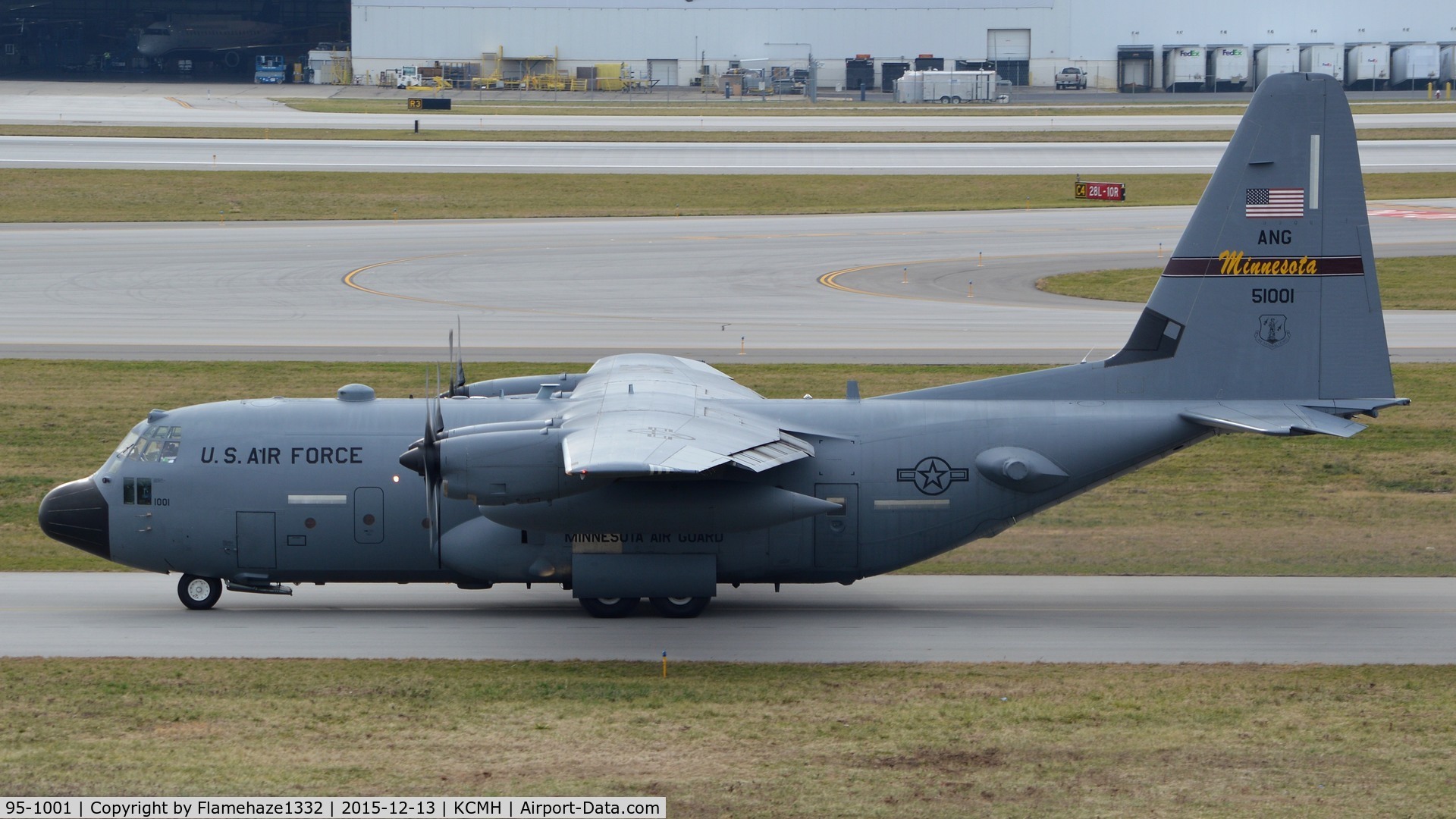 95-1001, 1995 Lockheed C-130H Hercules C/N 382-5421, PACKER01 taxiing to runway 28L