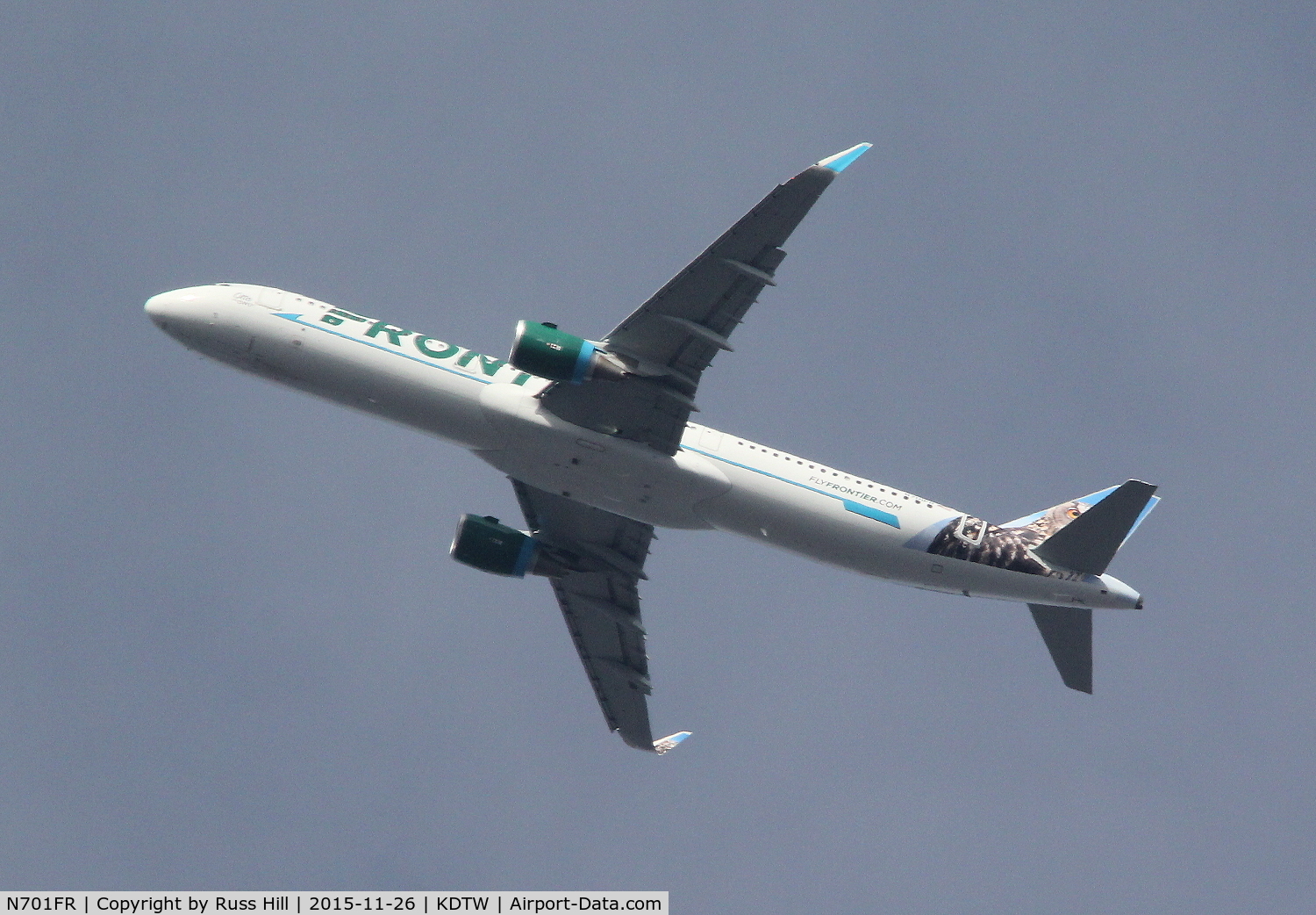 N701FR, 2015 Airbus A321-211 C/N 6793, FFT9120, MCO to DTW.  On approach to DTW, approx. 15 miles out.