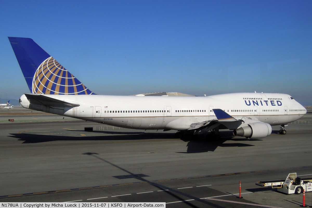 N178UA, 1990 Boeing 747-422 C/N 24385, At San Francisco