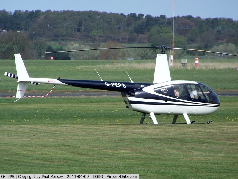 G-PEPS, 2000 Robinson R44 Raven C/N 0722, @ Halfpenny Green. EX:-G-LFBW,G-ODES.