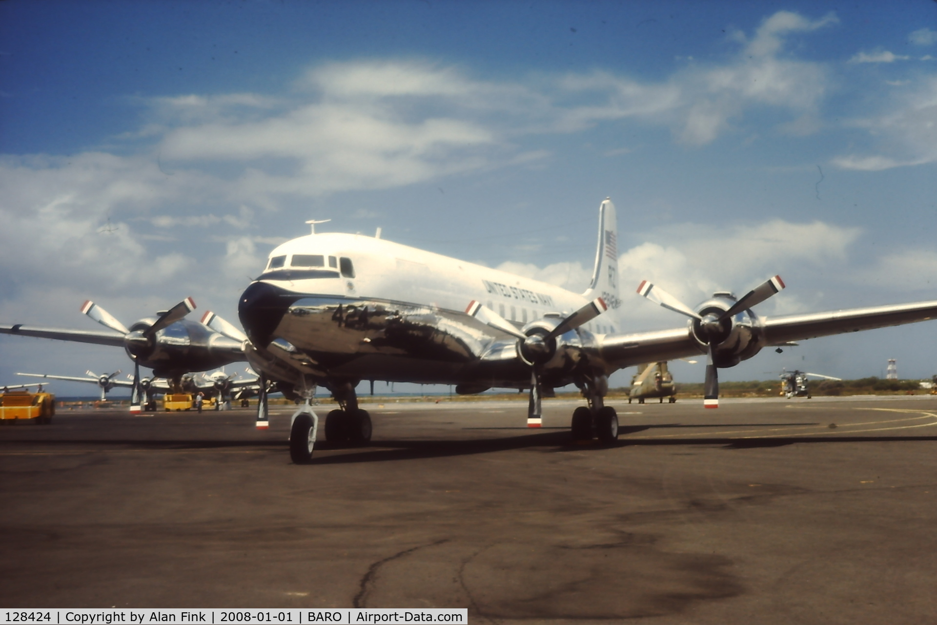 128424, 1951 Douglas VC-118B Liftmaster C/N 43207, 128424 circa 1976 at VR-21 NAS Barbers Point HI
