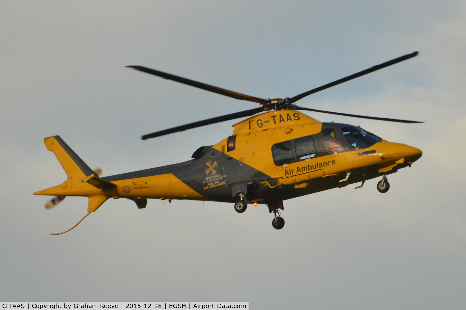 G-TAAS, 2013 AgustaWestland AW-109SP GrandNew C/N 22305, Landing a Norwich.