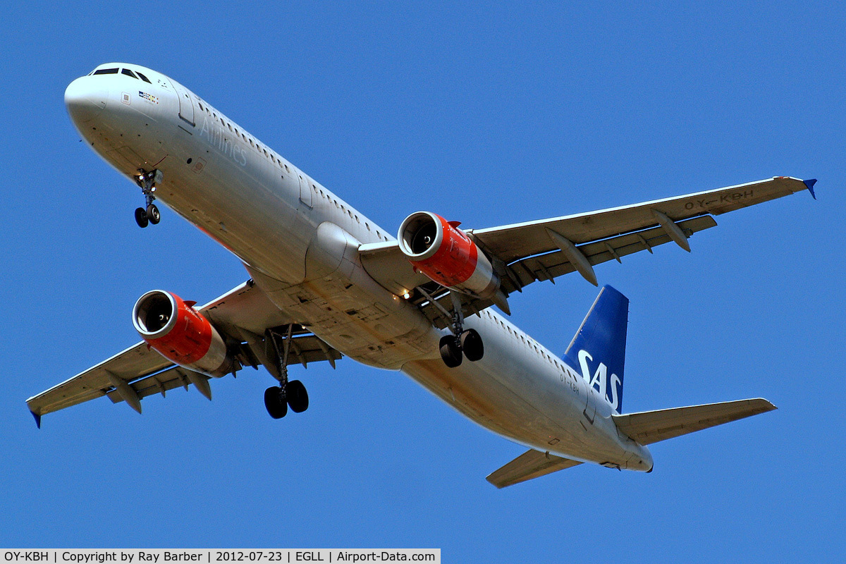 OY-KBH, 2002 Airbus A321-232 C/N 1675, OY-KBH   Airbus A321-231 [1675] (SAS Scandinavian Airlines) Home~G 23/07/2012. On approach 27R.