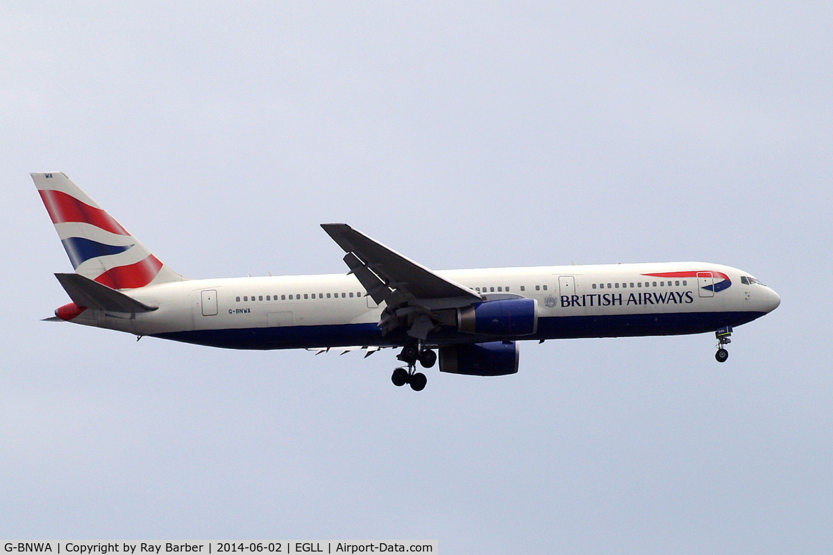 G-BNWA, 1989 Boeing 767-336 C/N 24333, Boeing 767-336ER [24333] (British Airways) Home~G 02/06/2014. On approach 27L.