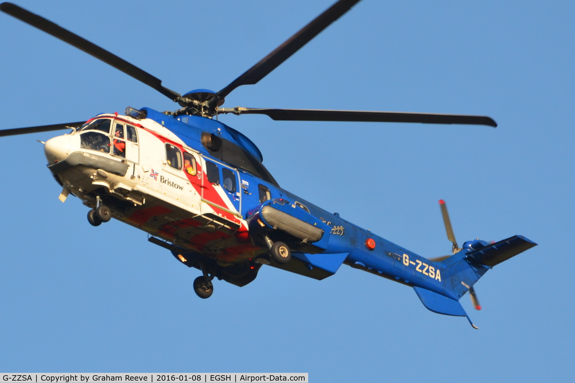 G-ZZSA, 2004 Eurocopter EC-225LP Super Puma Mk2+ C/N 2603, Landing at Norwich.