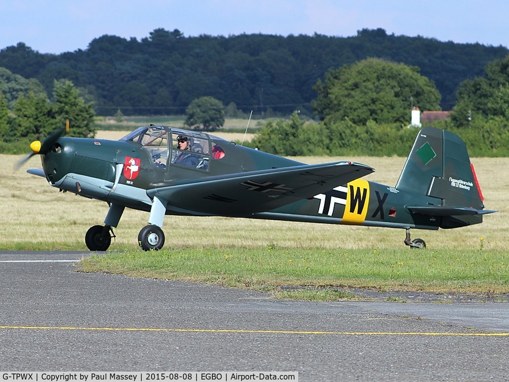 G-TPWX, 1966 Heliopolis Gomhouria Mk.6 (Bu-181) C/N 183, @ Wolverhampton(Halfpenny Green). F/V of type.ex:-D-EECW. Painted in Luftwaffe c/s.
