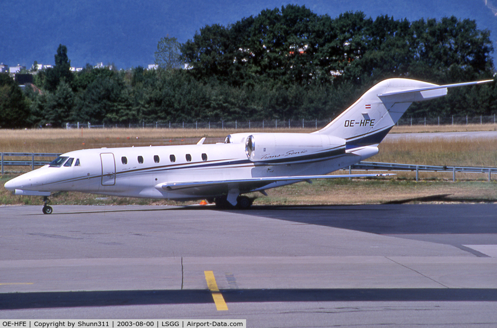 OE-HFE, 2002 Cessna 750 Citation X Citation X C/N 750-0179, Parked at the TAG Aviation area...