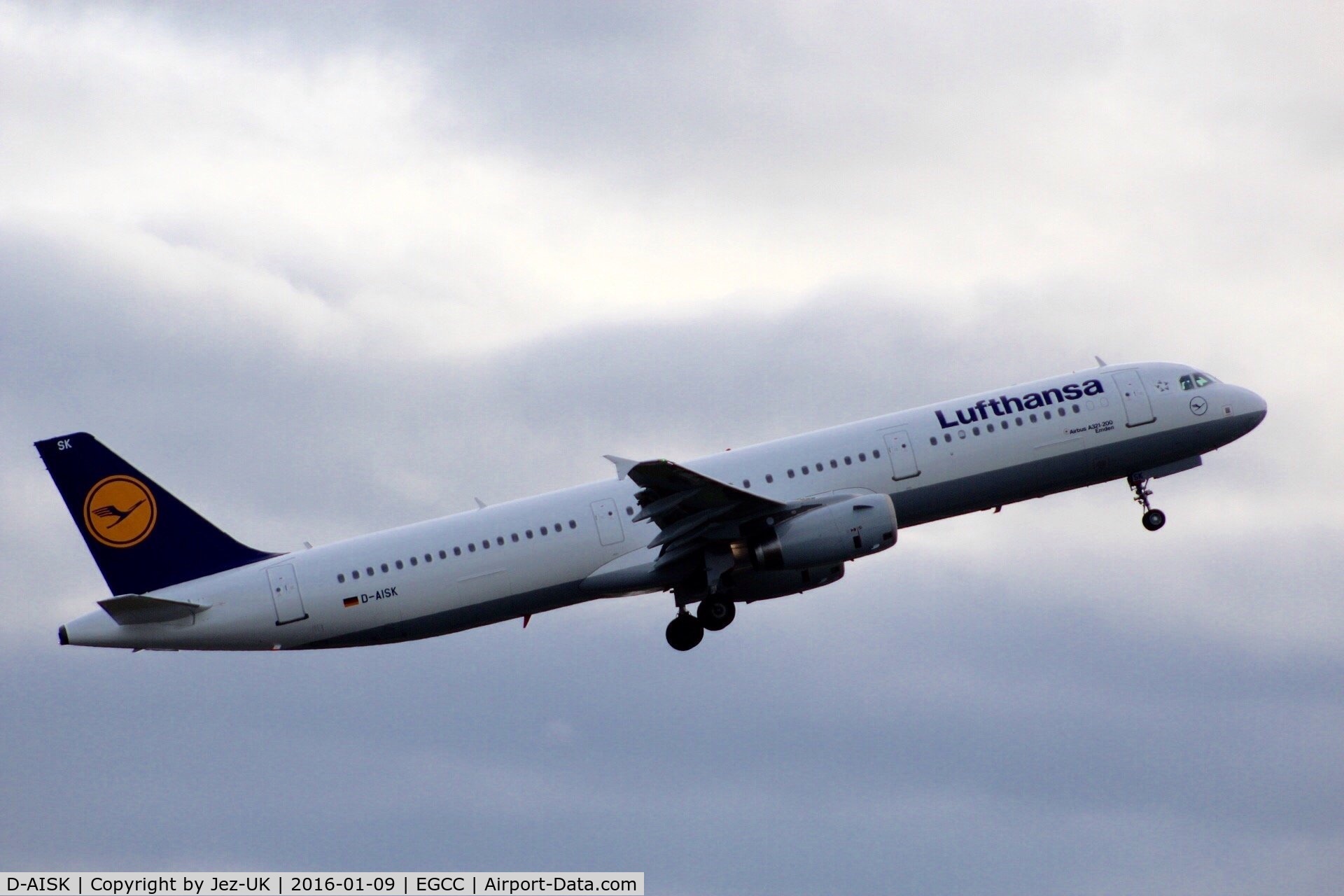 D-AISK, 2008 Airbus A321-231 C/N 3387, positive climbout of runway 23r, named Emden,