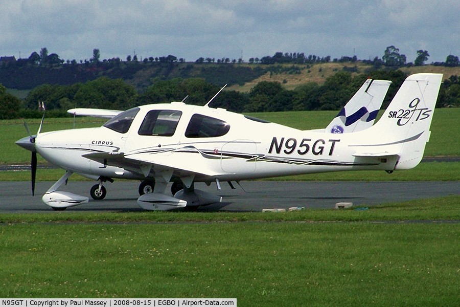 N95GT, 2006 Cirrus SR22 GTS C/N 1758, @ Wolverhampton(Halfpenny Green). ex:-N588CD.