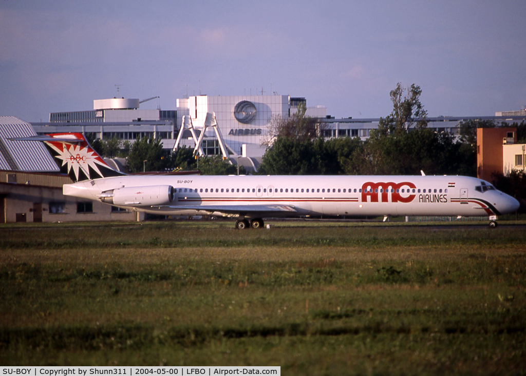 SU-BOY, 1996 McDonnell Douglas MD-83 (DC-9-83) C/N 53191, Taxiing holding point rwy 32R for departure...