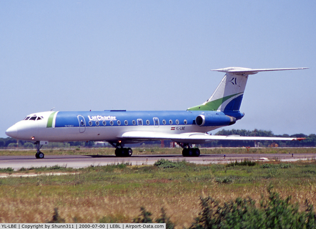 YL-LBE, 1980 Tupolev Tu-134B-3 C/N 63285, Taxiing holding point rwy 20 for departure...