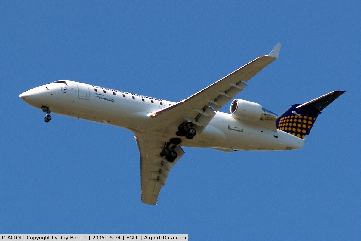 D-ACRN, 2001 Canadair CRJ-200LR (CL-600-2B19) C/N 7486, Canadair CRJ-200LR [7486] (Lufthansa Regional) Home~G 24/06/2006