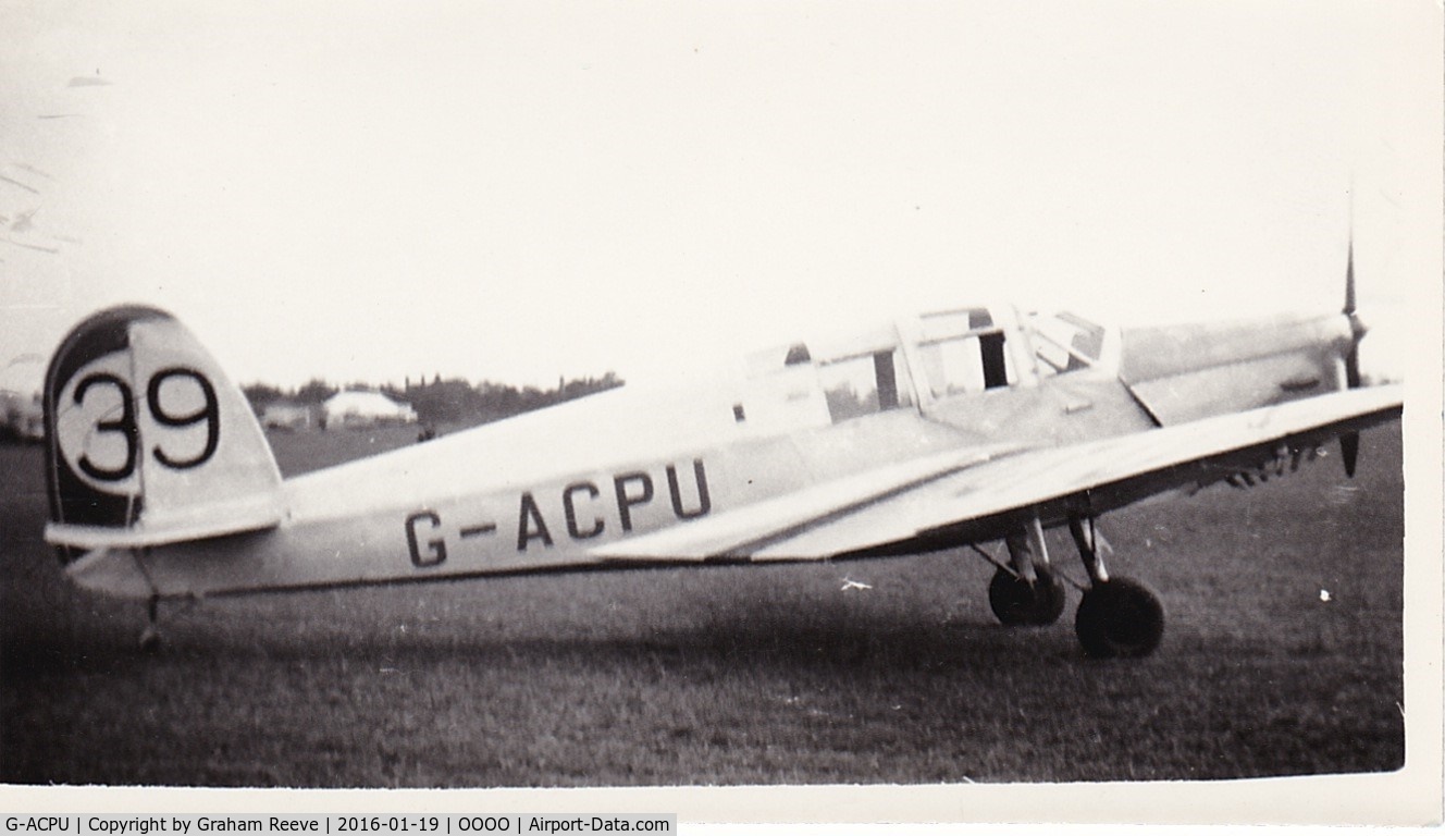 G-ACPU, 1938 British Aircraft Manufacturing Company Ltd B.K.1 Eagle C/N 2, Recently discovered photograph.