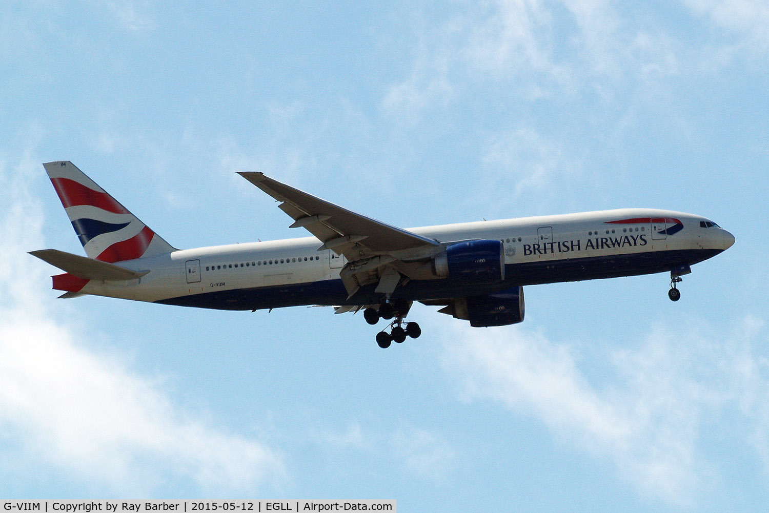 G-VIIM, 1998 Boeing 777-236/ER C/N 28841, Boeing 777-236ER [28841] (British Airways) Home~G 12/05/2015. On approach 27L.