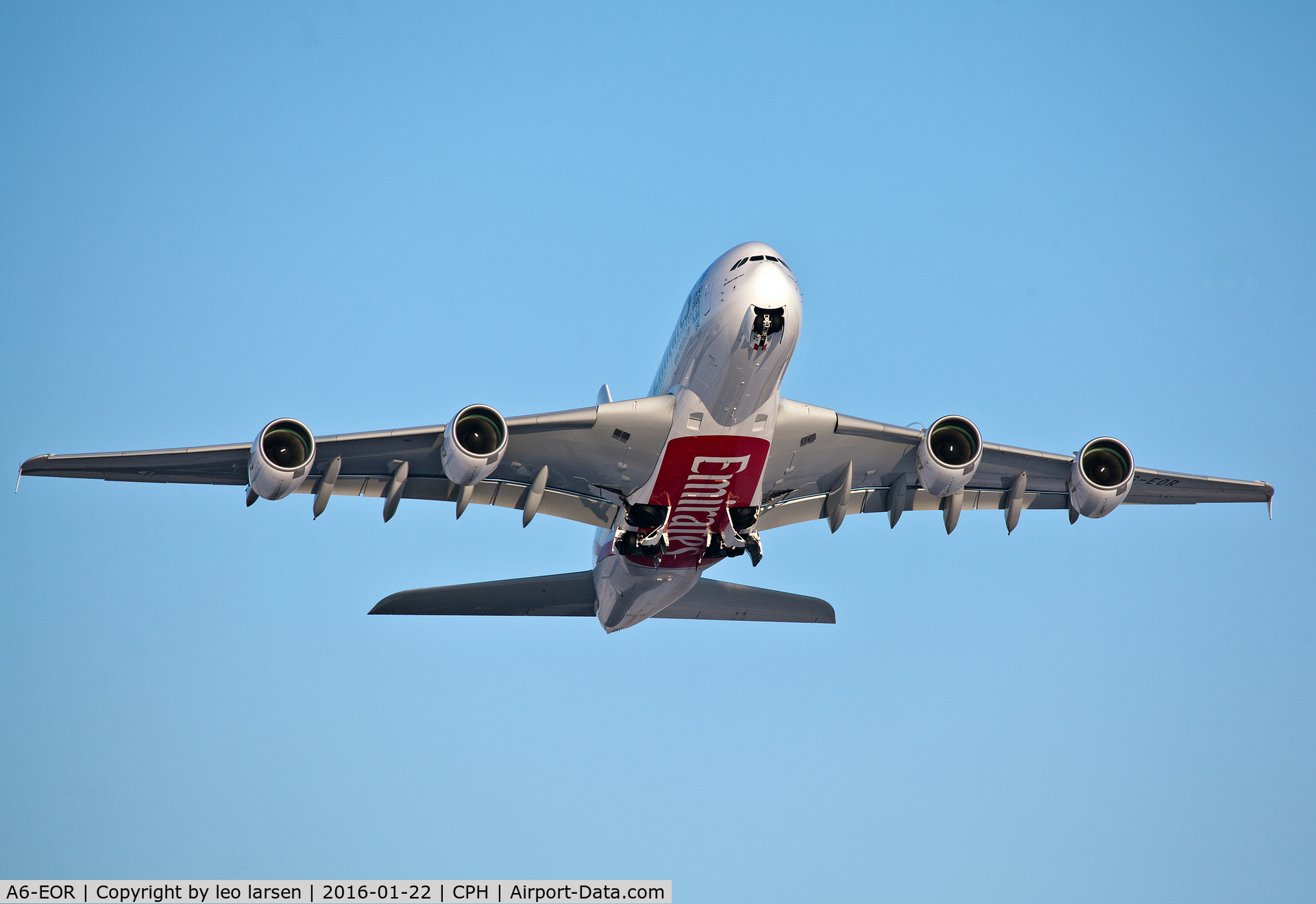 A6-EOR, 2015 Airbus A380-861 C/N 202, Copenhagen 22.1.16