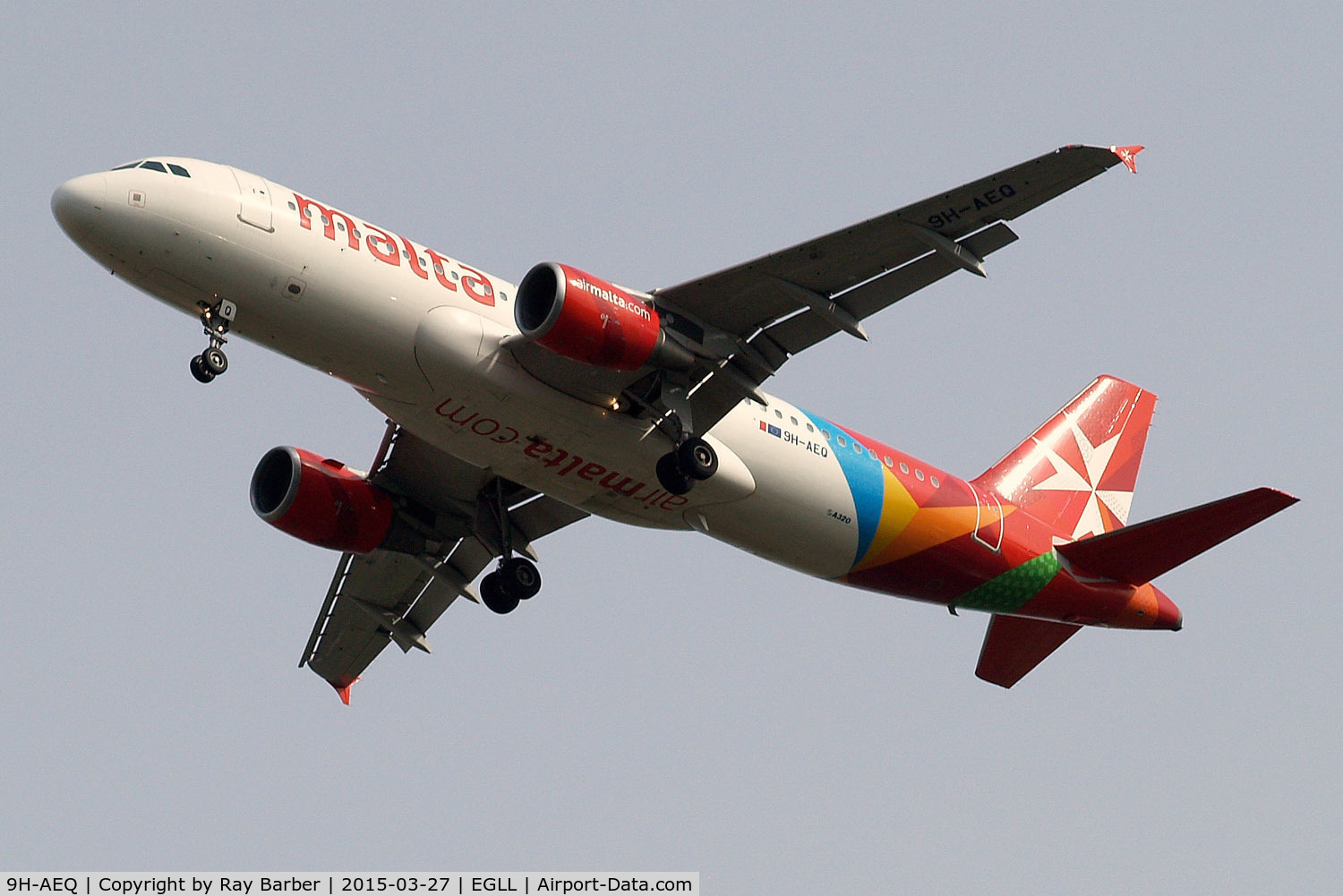 9H-AEQ, 2007 Airbus A320-214 C/N 3068, Airbus A320-214 [3068] (Air Malta) Home~G 27/03/2015. On approach 27R.