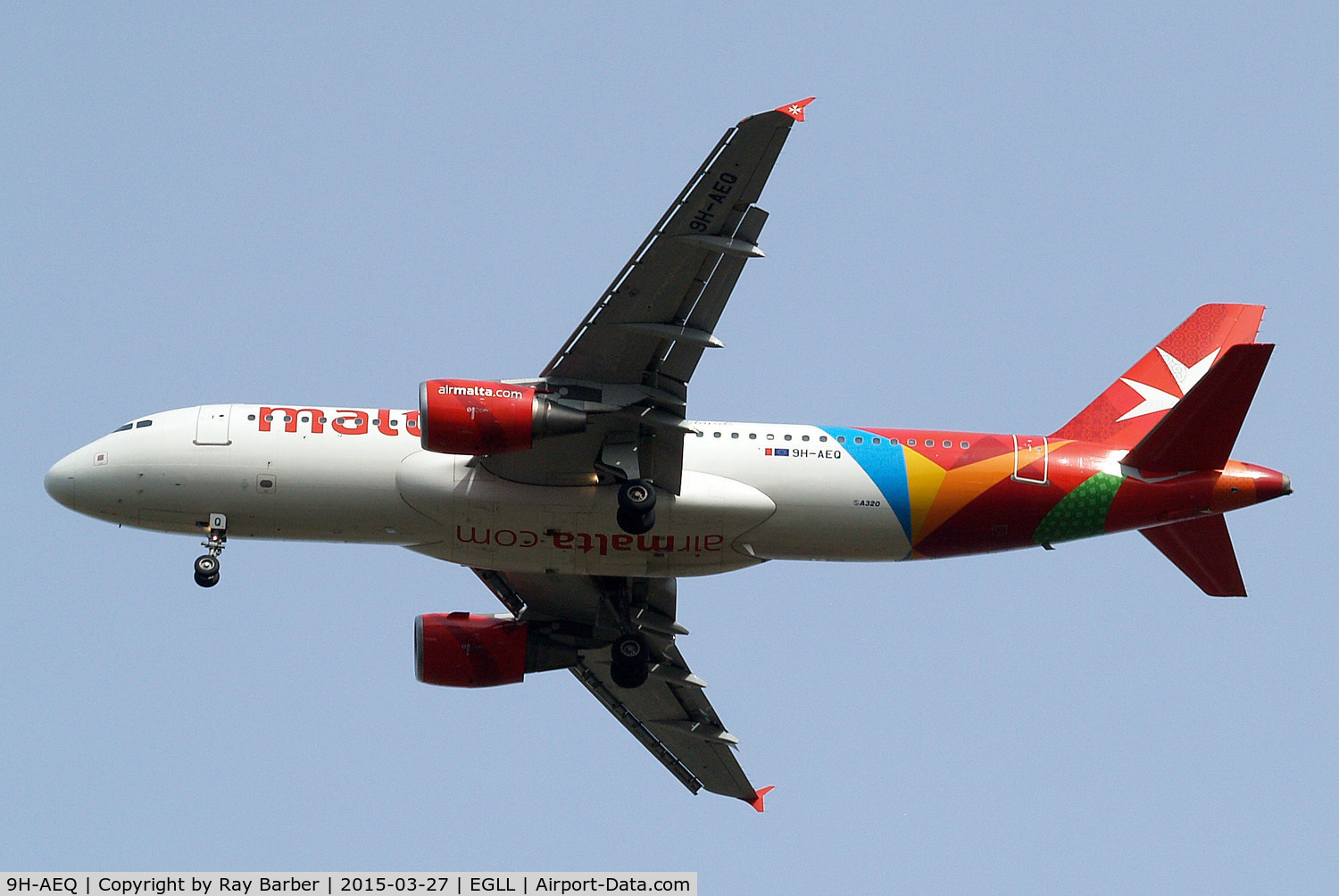 9H-AEQ, 2007 Airbus A320-214 C/N 3068, Airbus A320-214 [3068] (Air Malta) Home~G 27/03/2015. On approach 27R.