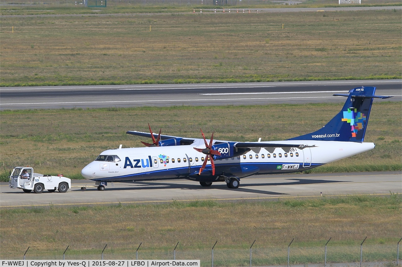 F-WWEJ, 2015 ATR 72-600 (72-212A) C/N 1281, ATR 72-600, Taxiing to parking area, Toulouse-Blagnac airport (LFBO-TLS)