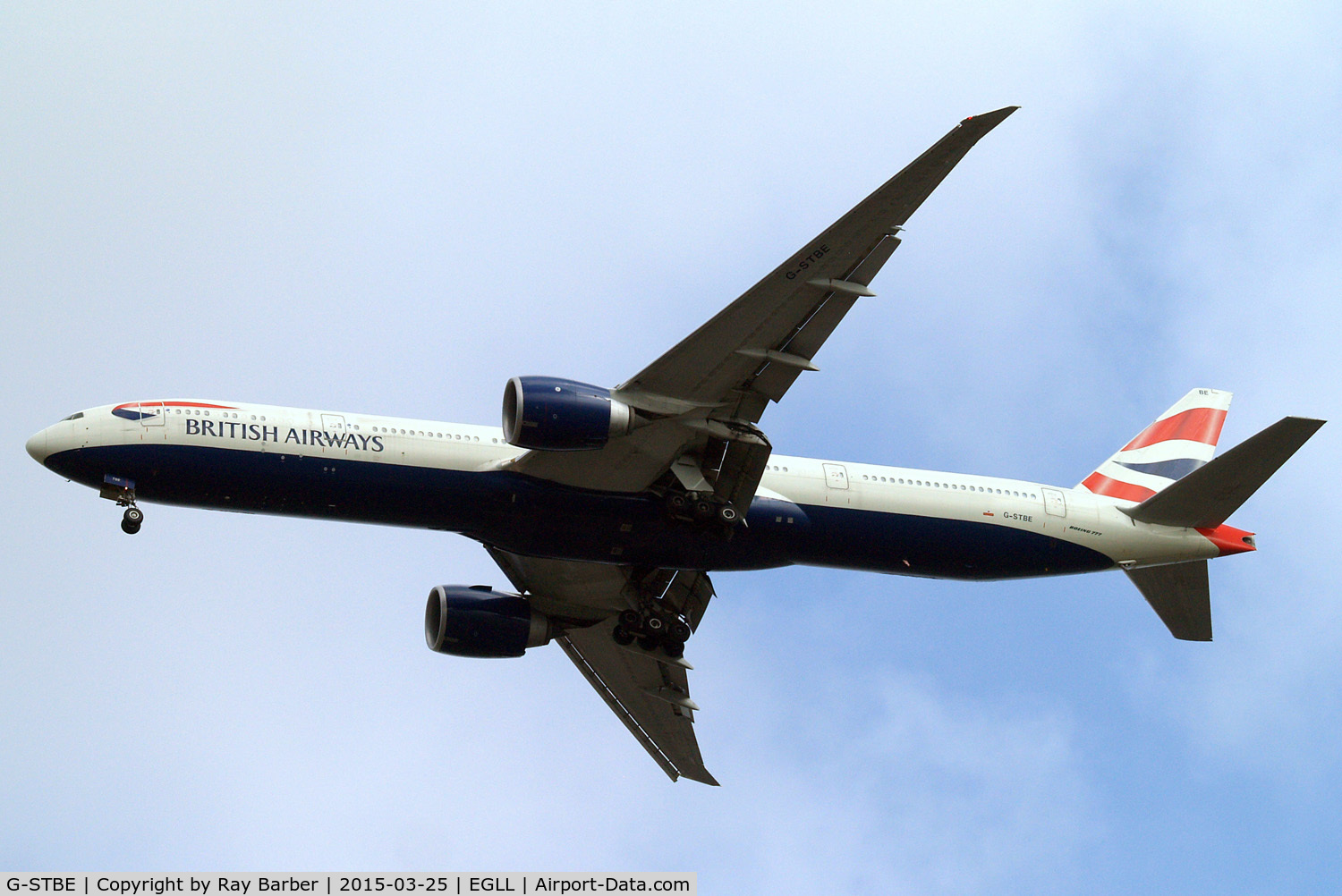 G-STBE, 2011 Boeing 777-36N/ER C/N 38696, Boeing 777-36NER [38696] (British Airways) Home~G 25/03/2015. On approach 27R.