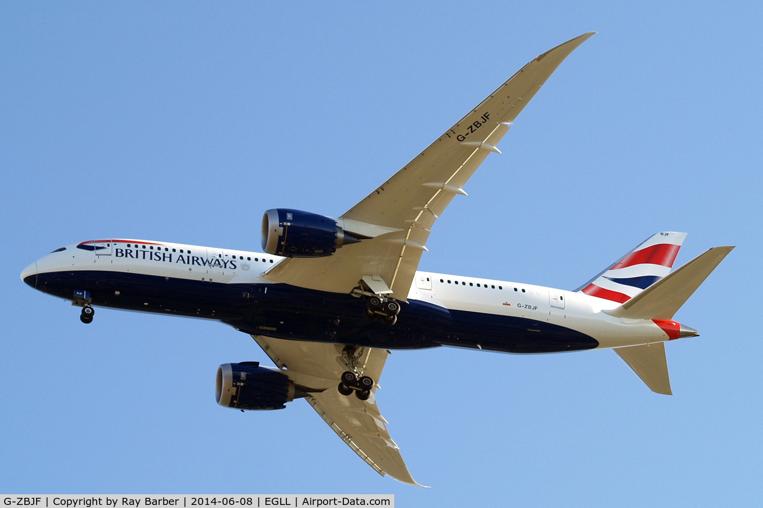 G-ZBJF, 2013 Boeing 787-8 Dreamliner C/N 38613, Boeing 787-8 Dreamliner [38613] (British Airways) Home~G 08/06/2014. On approach 27R.