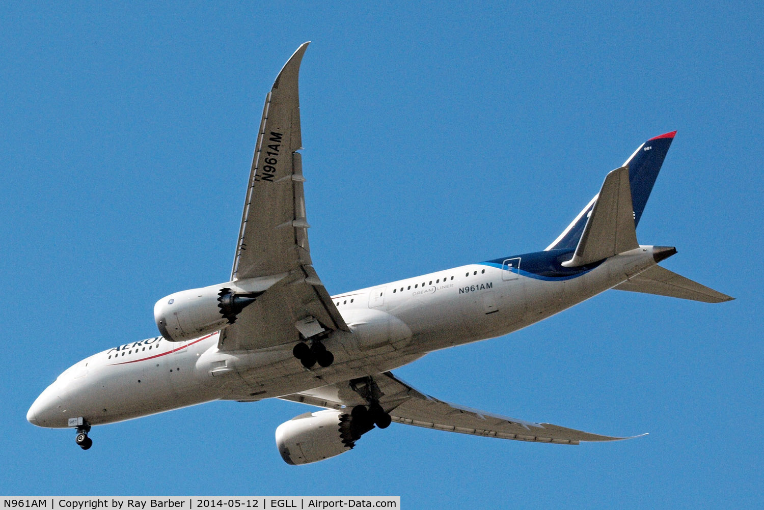 N961AM, 2013 Boeing 787-8 Dreamliner C/N 35306, Boeing 787-8 Dreamliner [35306] (Aeromexico) Home~G 12/05/2014. On approach 27R.