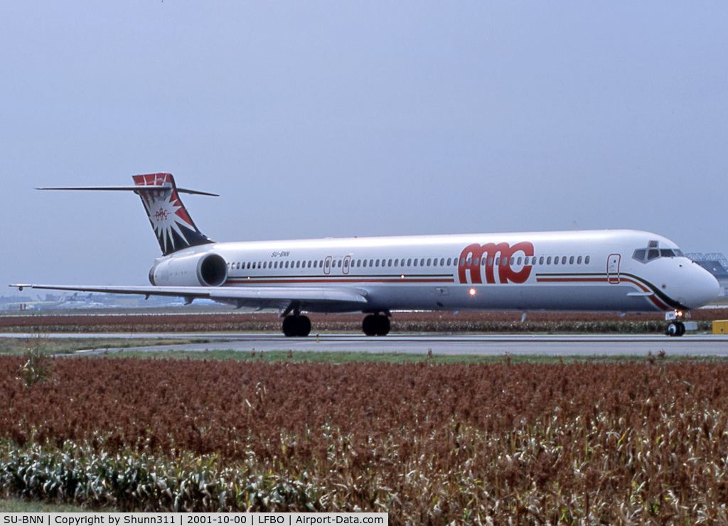 SU-BNN, 1996 McDonnell Douglas MD-90-30 C/N 53554, Taxiing holding point rwy 15L for departure...