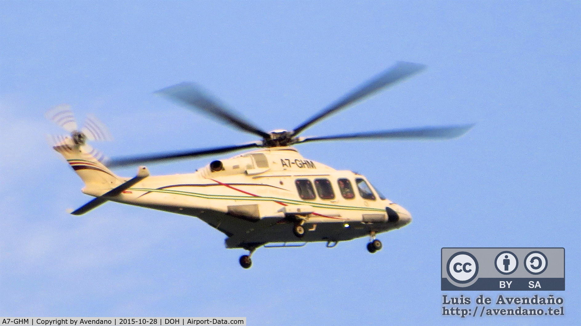 A7-GHM, 2012 AgustaWestland AW-139 C/N 31450, Flying over the Museum of Islamic Art