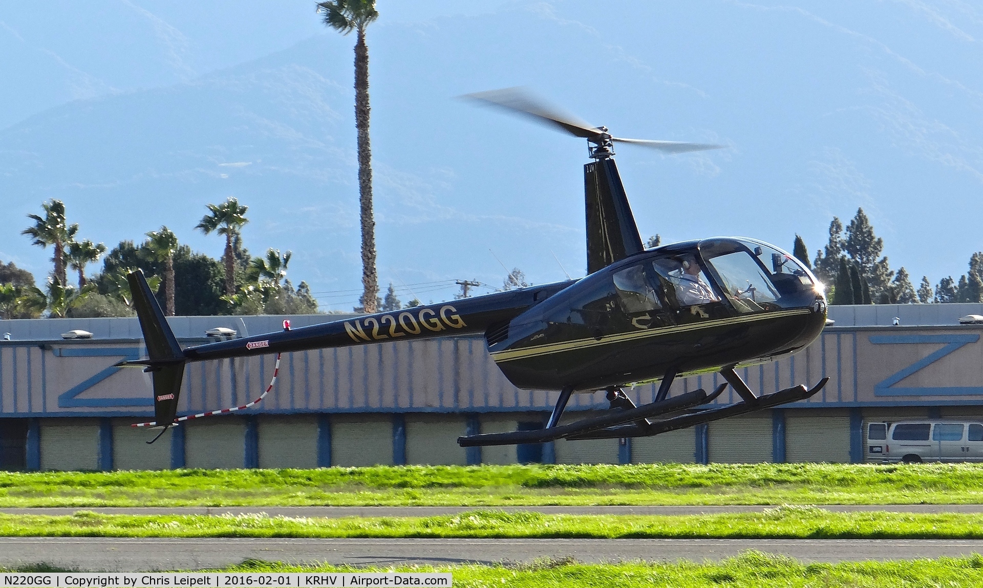 N220GG, 2009 Robinson R44 II C/N 12820, Locally-based 2009 Robinson R44 II landing runway 31R at Reid Hillview Airport, San Jose, CA.